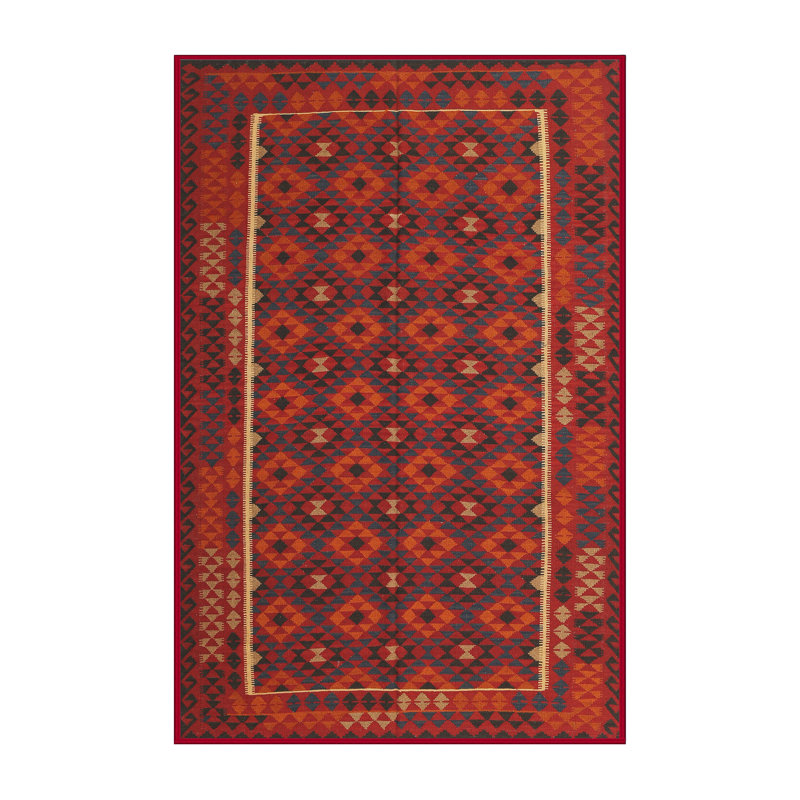 Tapis contemporain rouge / brun, Rectangle 4 pi x 6 pi
