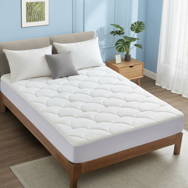 Cooling Waterproof Mattress Pad with Deep Pocket Fitted Skirt Cloud Quilt, Twin XL