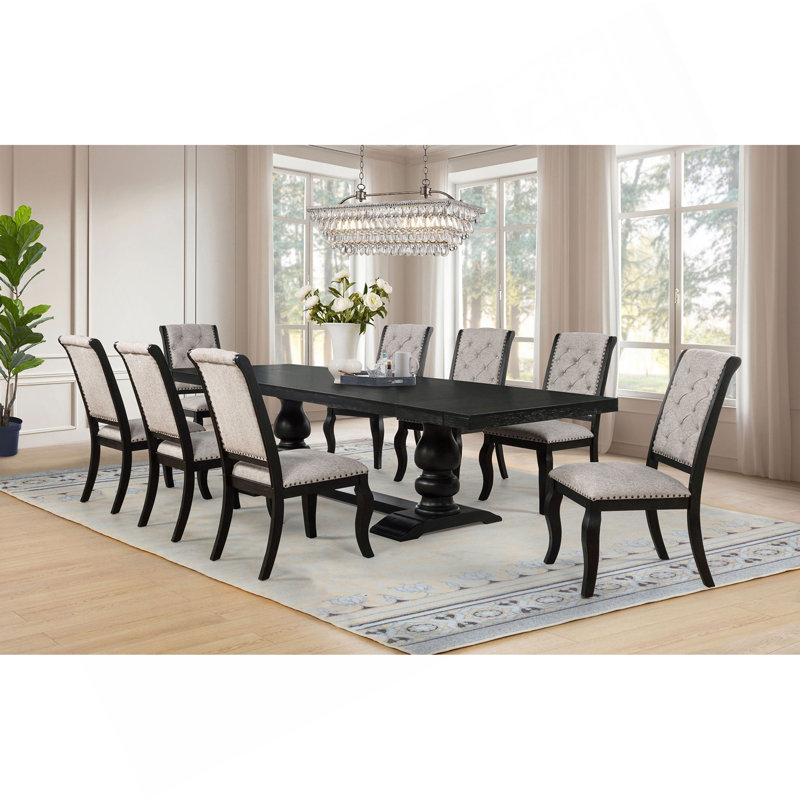 Kinzler Tan / Distressed Noir 9-piece Dining Set