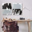 «Veiled», ensemble d'art mural sur toile abstraite noir et blanc par Jodi Fuchs-798329286