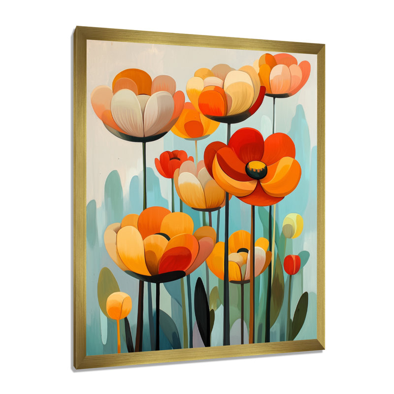 Beckey - reproduction d'art sur toile florale, H 32 po x l 24 po, Reproduction encadrée d'une seule photo, Doré