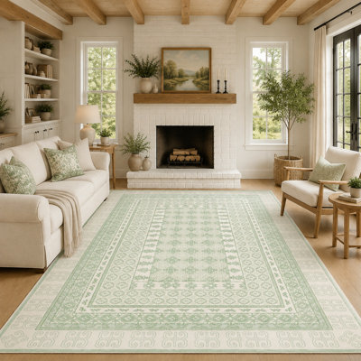 Tapis à bordure géométrique lavable à la machine