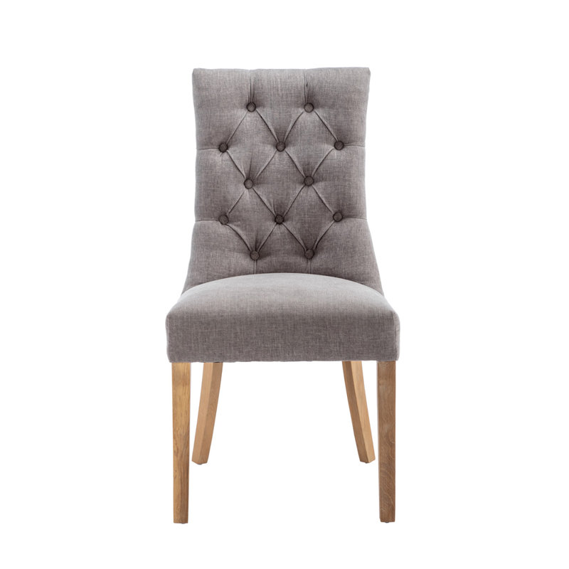 Morcott Curved Button Back Dining Chair, Grey, Grey, 3