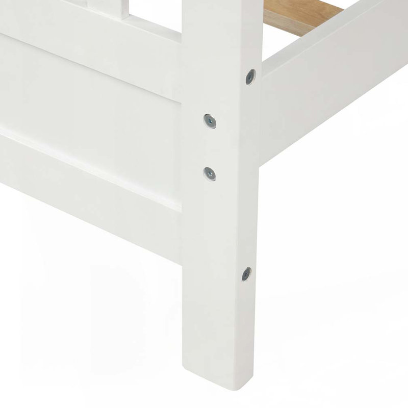 Lit plateforme en bois avec tête et pied de lit, Simple
