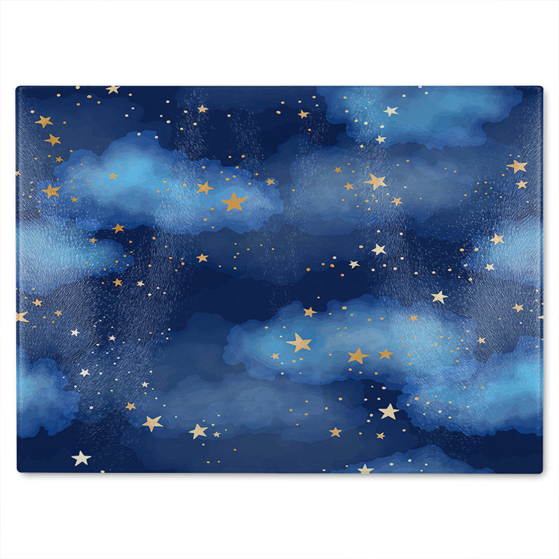 Sky With Foil Constellations Glass Chopping Board