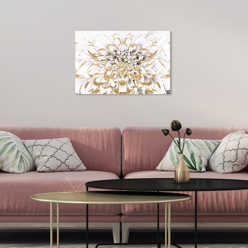 Impression sur toile tendue, "Floralia Blanc", 10" H x 15" W x 1,5" D, Toile, Pas de cadre