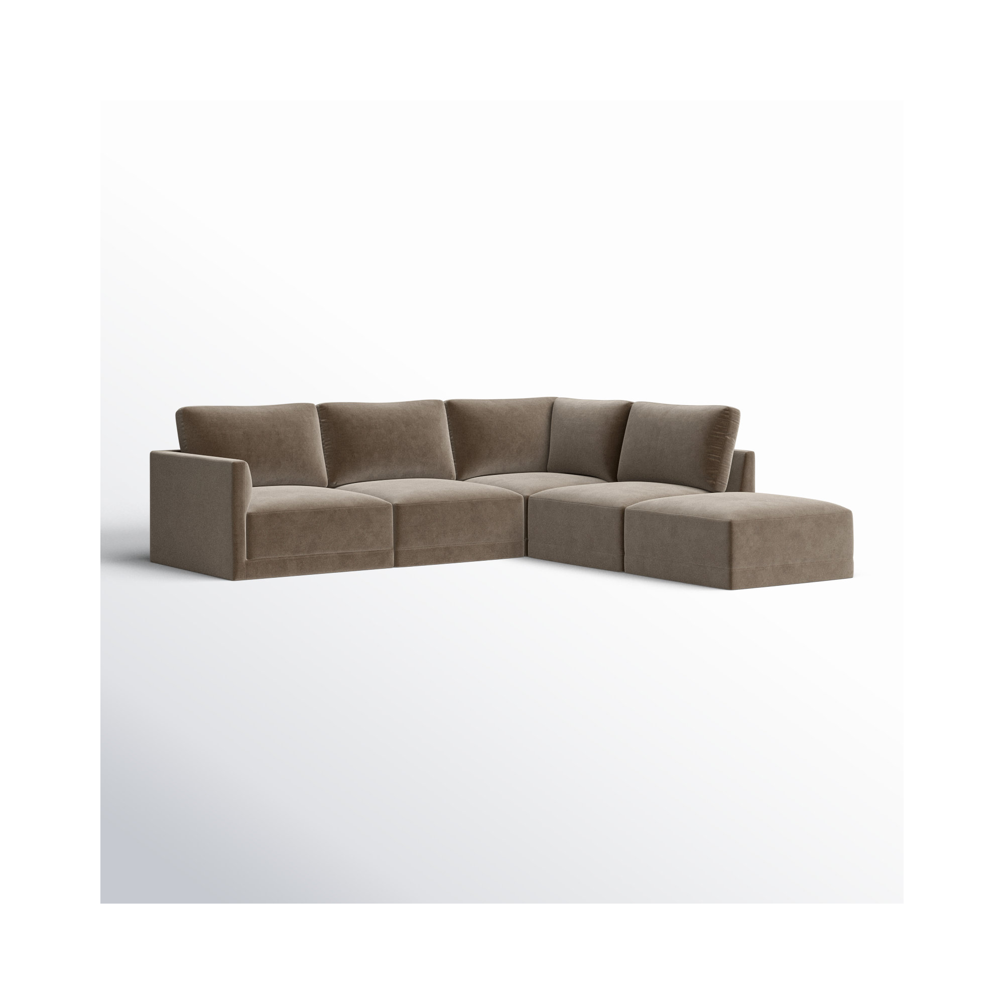 Deirdre Modular Upholstered Reversible Chaise L-Sectional, Taupe