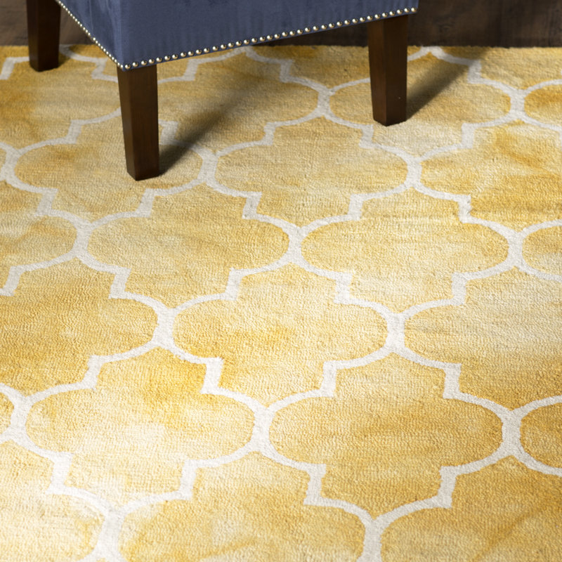 Dip Dye Hand Tufted Wool Geometric Rug, Rectangle 5' X 8'