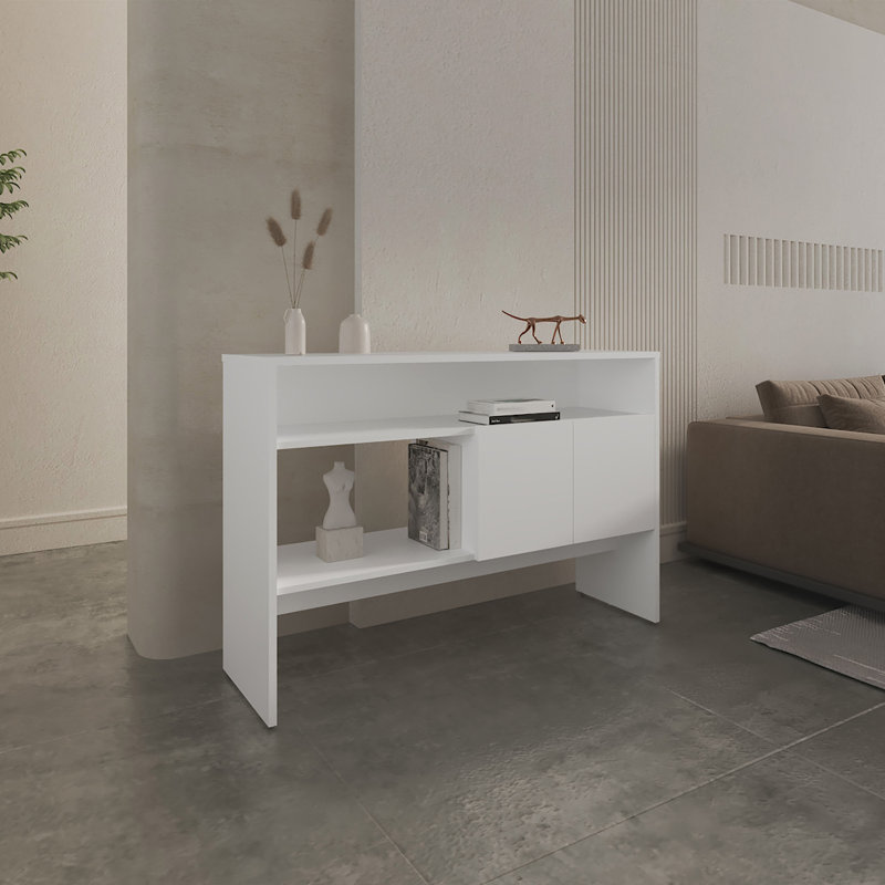 Console H 31,8 po, avec 2 portes et 3 tablettes, Blanc