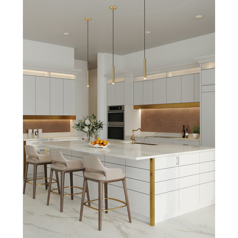 Luminaire suspendu 1 lumière Normani, H 12 po x l 4,75 po, Or brossé