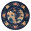 A Navy Blue Color With Florid & Beautiful Scenery as Design Antique Chinese Rug