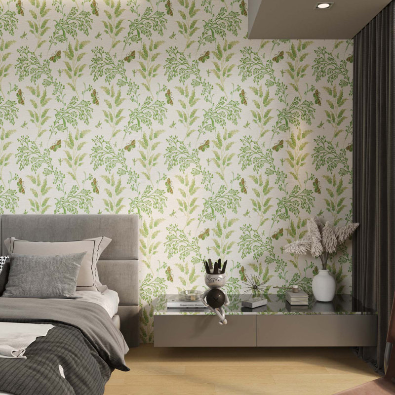 Rouleau de papier peint adhésif en vinyle Green Plants, papier peint résistant à l'eau (couvre 28,74 pieds carrés)