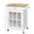 27" Kitchen Island Cart, White. Drawer & Glass Door Cabinet For Storage. Adjustable Shelf. Rubber Wood Workspace. Towel Rack 4 Wheels. 26.5" W X 19" D 34" H. 110 Lbs Capacity On Wheels - Drawer,