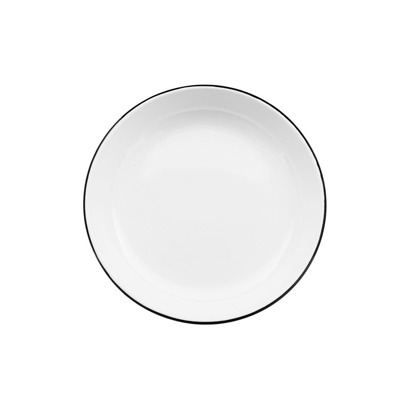 Crow Canyon Enamelware Vintage Pasta Plate, Black Rim