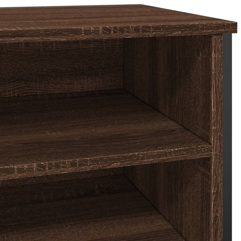 12 Pair Shoe Storage Cabinet, Brown Oak