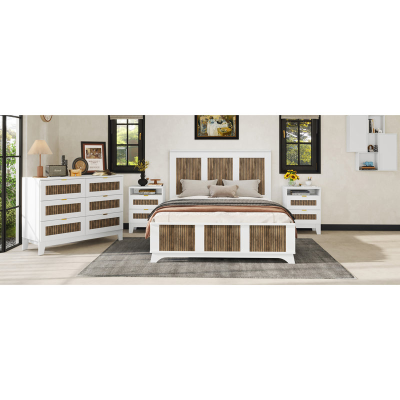 Lit plateforme Farmhouse, Blanc, Grand lit