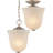 Kim V5070 8.25" Hammond 1-Light Indoor Nickel Mini Convertible Hanging Pendant (Semi-Flush) with Alabaster Glass Bell Shade-24080922