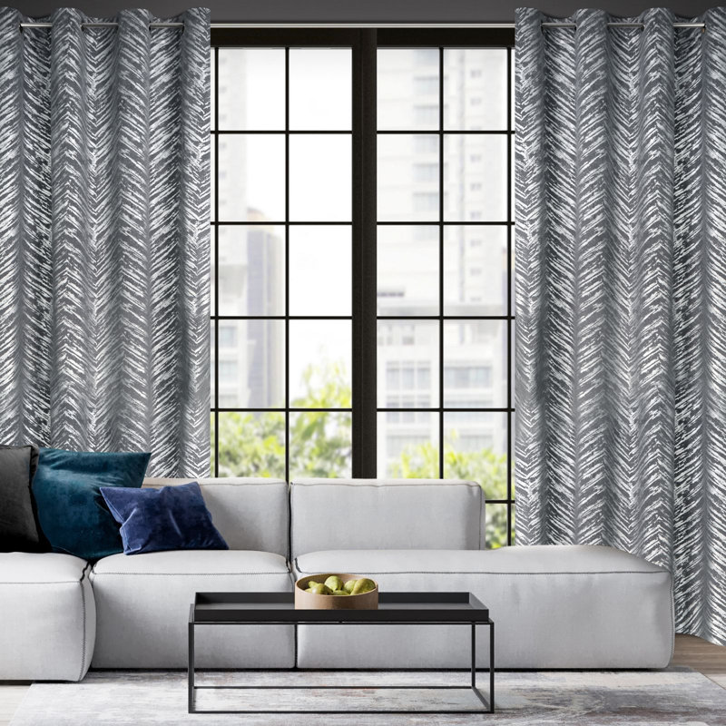 Adelya Blackout Curtains Single Panel, Steel