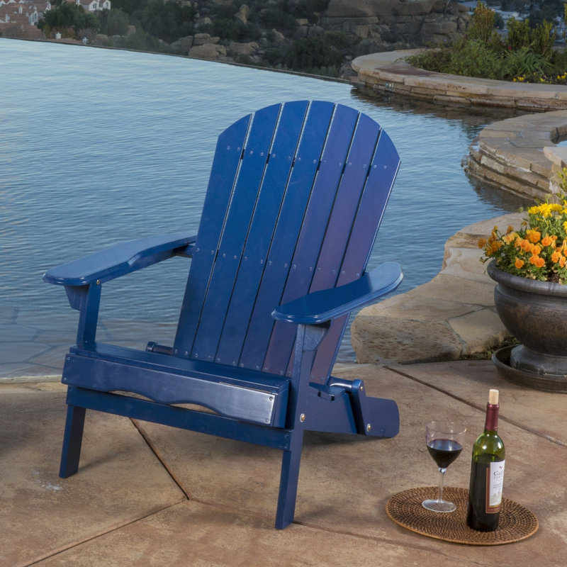 Chaise Adirondack pliante rustique avec bois d'acacia, Blue