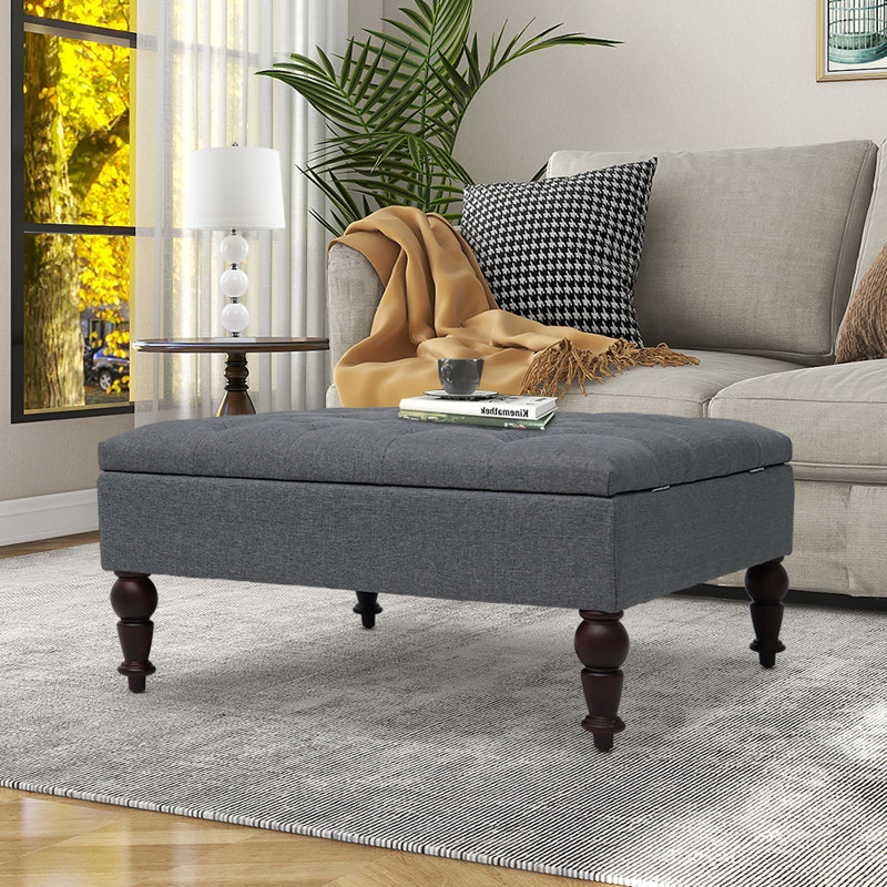 Mirfield Upholstered Ottoman, Gray Polyester