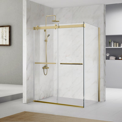Spezia 64.6 W 76 H Semi-Frameless Rectangle Reversible Shower Enclosure