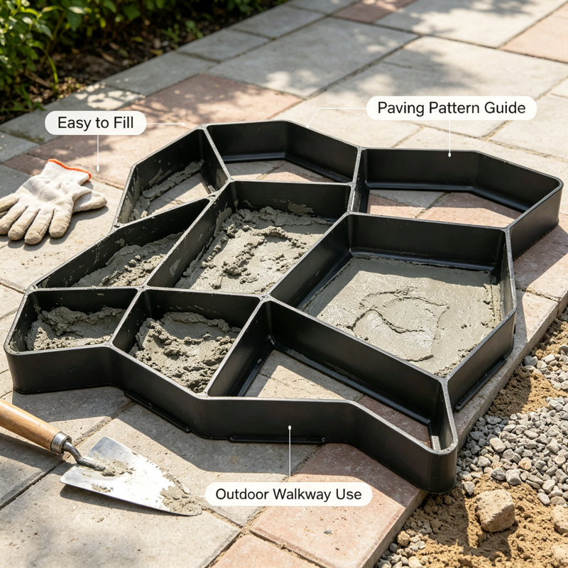 Moule de pavage en béton réutilisable en plastique, moule de bricolage irrégulier à 9 grilles pour allée de patio, forme de trottoir de cour arrière