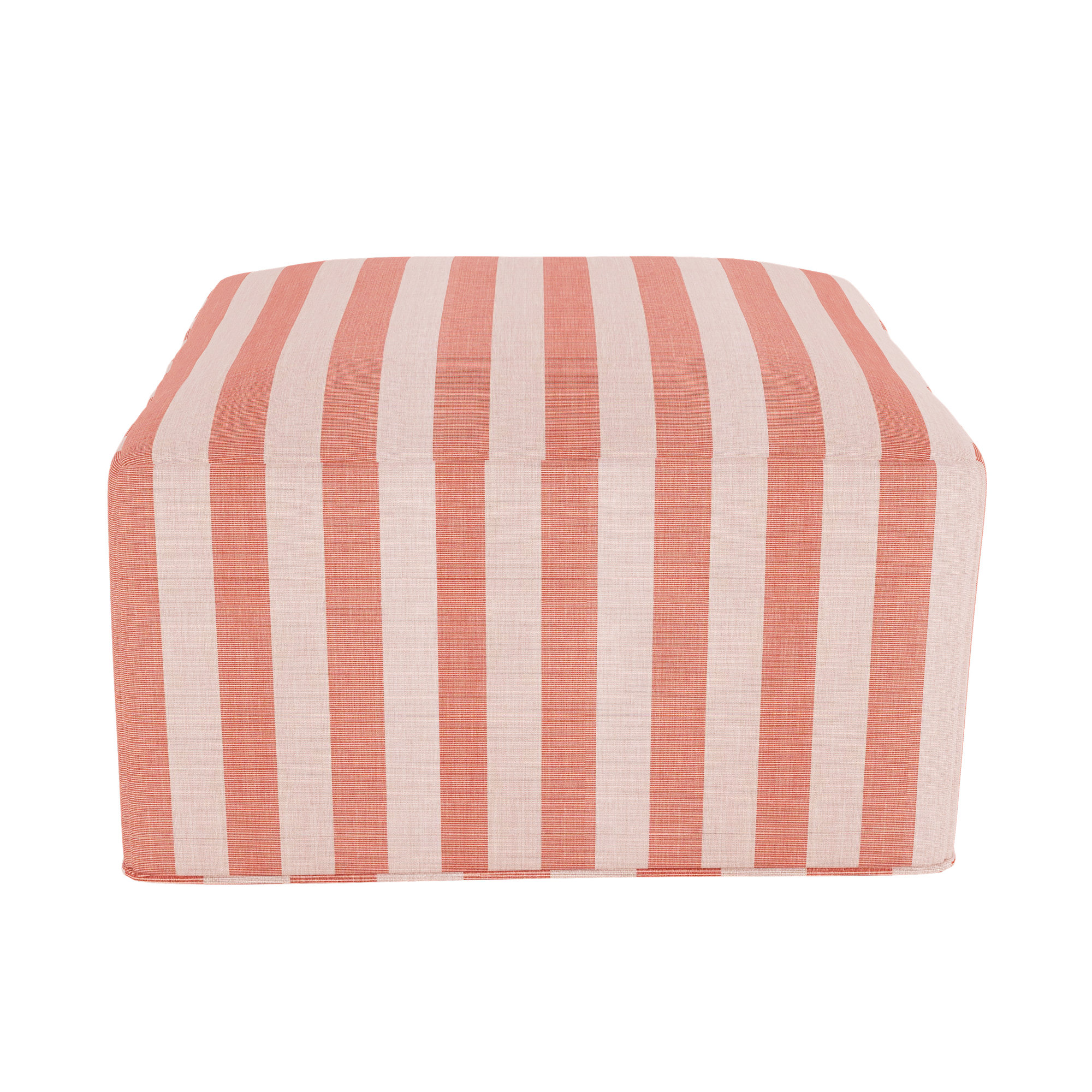 Praia Sunbrella® Outdoor Ottoman, 16" H x 29" W x 29" D, Expressive Blush Striped Sunbrella®