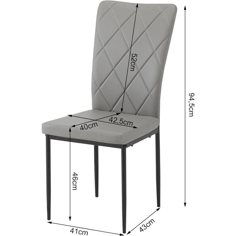 46cm H Upholstered Full Back Parsons Chair, Grey