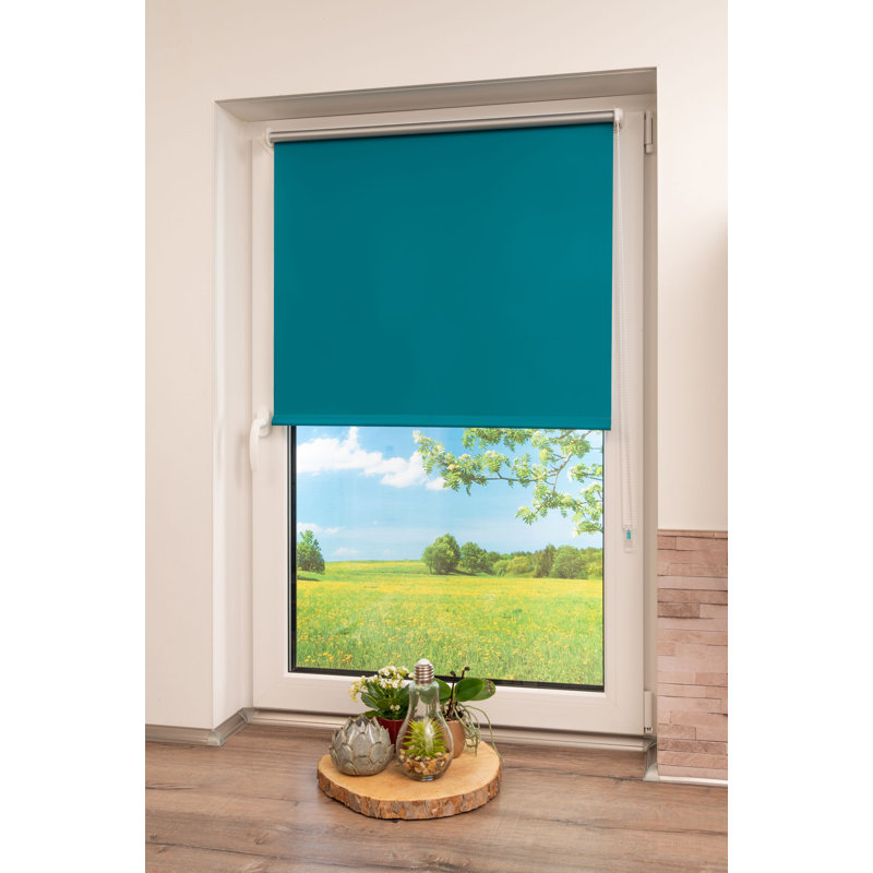 Klemmfix Room Darkening Roll-Up Blinds, Petrol, 200 cm L x 100 cm W 