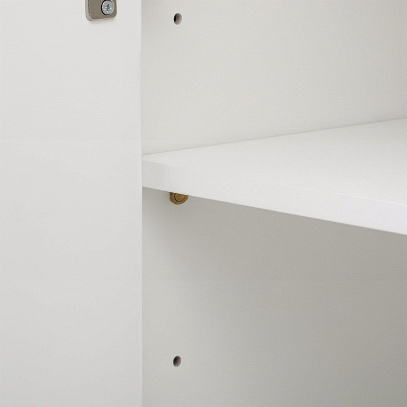 4-Door Curved Corner Design Wavy Door Panel Cabinet With Adjustable Shelves, Suitable, White