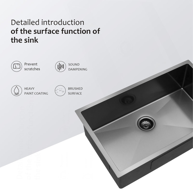 30"X18"X10" Gunmetal Black Undermount  Kitchen Sink 16 Gauge Single Bowl With Drain Assembly
