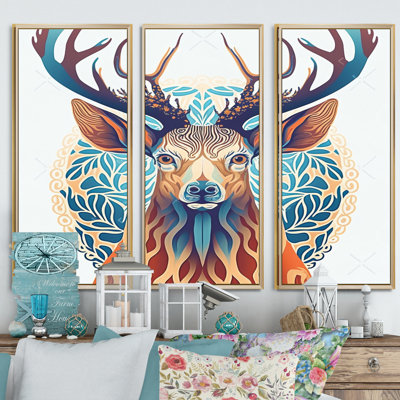 Wild Wild In Blue and Brown - Animal Landscape, ensemble d'art sur toile_80580