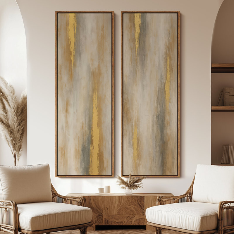 «Vintage Landscape Wall Art», ensemble de 2 toiles encadrées 20 x 60 pouces, Naturel
