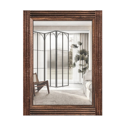 Miroir de salle de bain plat en bois massif, brun