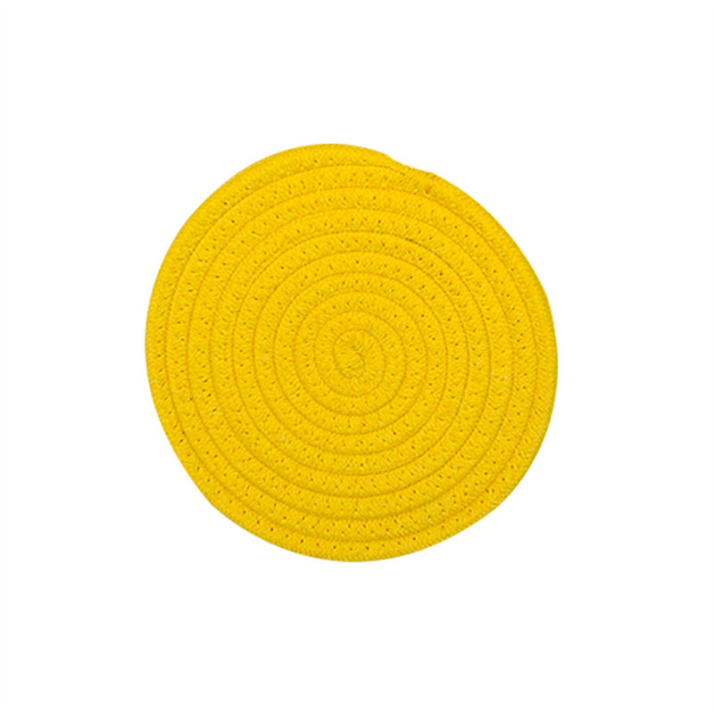 Ensemble de napperons tressés ronds 15 po 15 po, Jaune