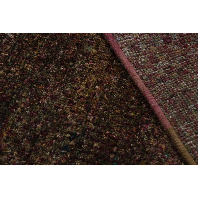 Rug & Kilim’S Textural Rug In Purple Tones And Polychrome Striae, Rectangle 9' x 12'