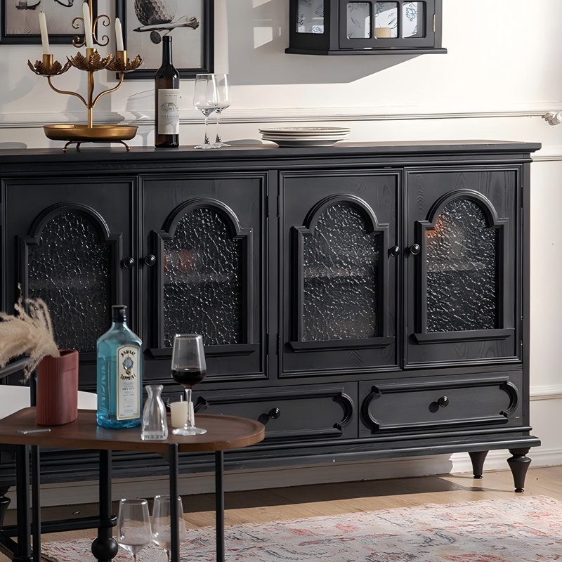 67.91"Black Vintage Pine Sideboard