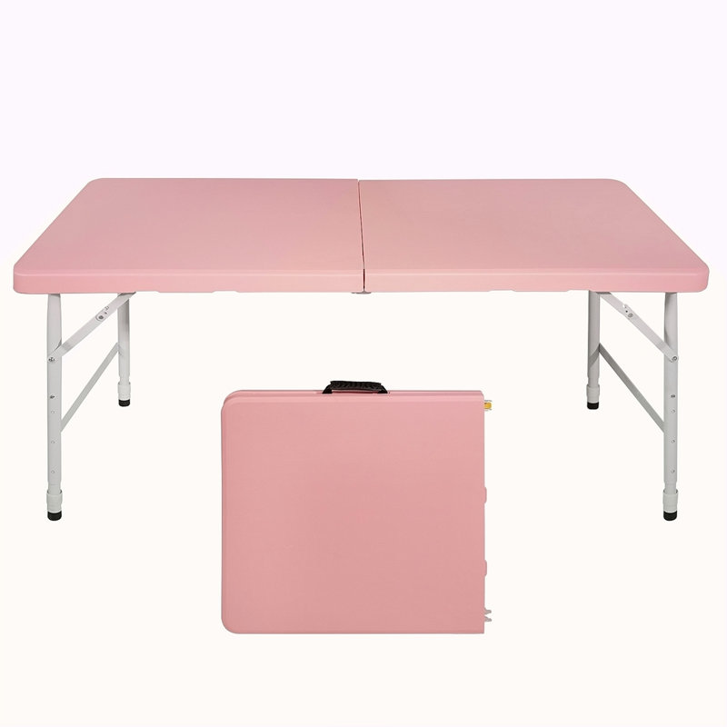 Table pliante portative 4 pi 4 po poids pliable intérieur et extérieur 135 kg, Blanc, Rose