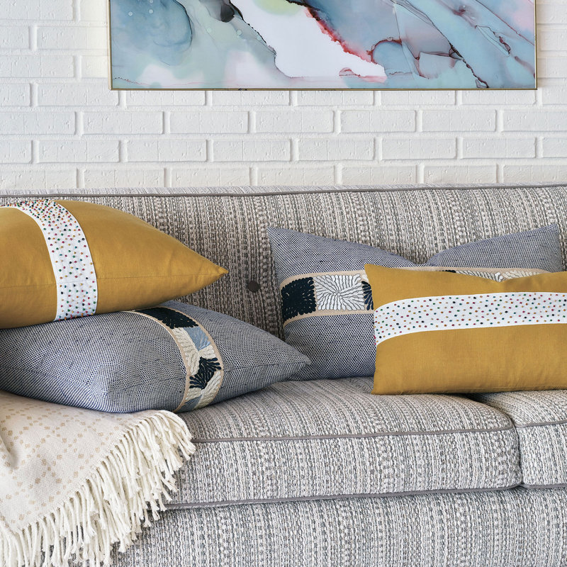 Confection Appliqued Linen Reversible Throw Pillow