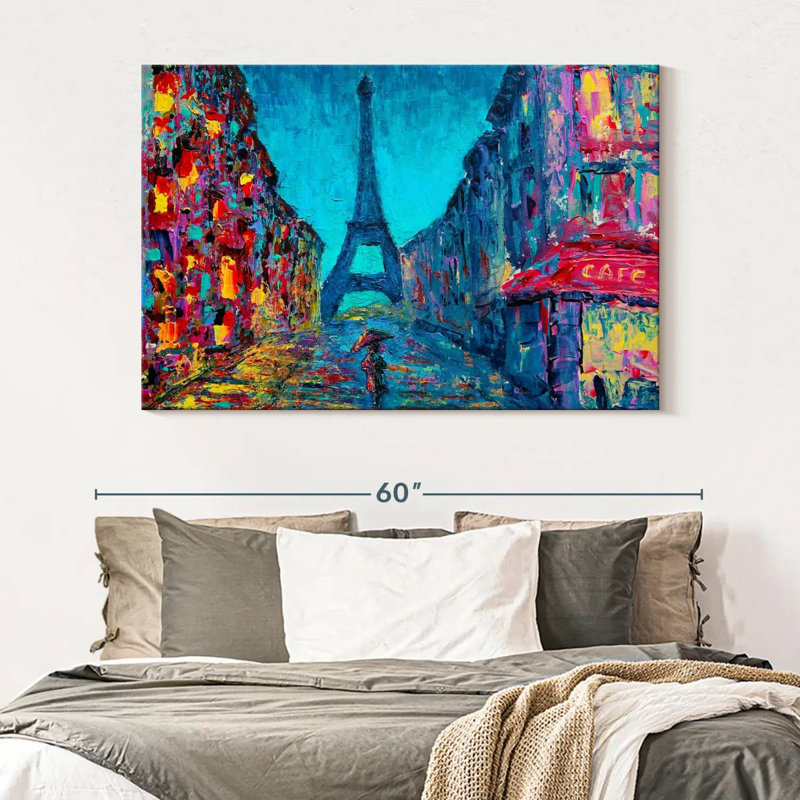 Ravi Paris abstrait nuit, H 34 po x l 51 po