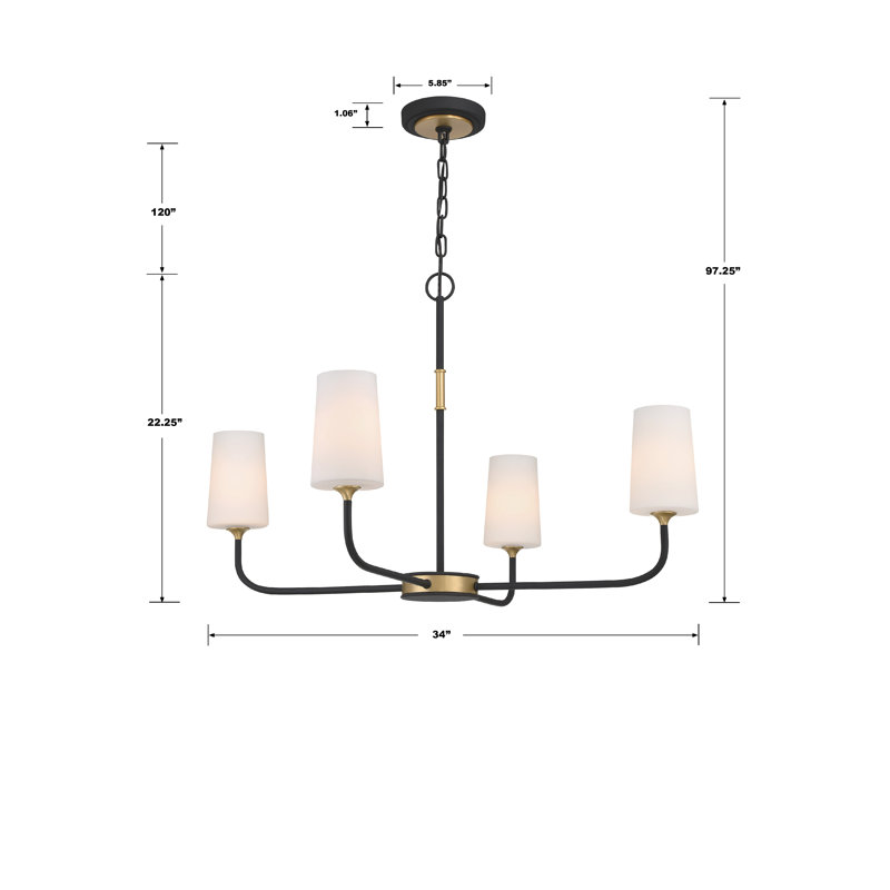 4 - Light Dimmable Classic / Traditional Chandelier, 97.25" H x 34" W x 34" D