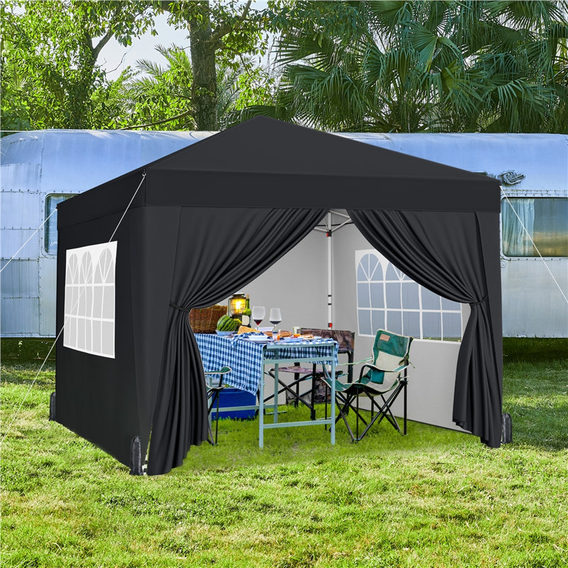 Iron Pop-Up Gazebo, 287cm H x 300cm W x 300cm D, Black