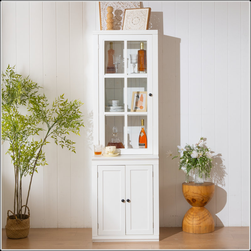 Grand garde-manger autoportant 75,25 po avec porte vitrée et fenêtre en treillis