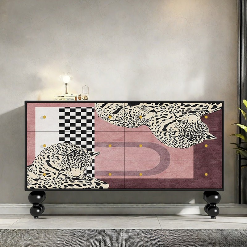 Armoire de rangement à 6 tiroirs Modern Light Luxury, Noir, noir, noir, noir