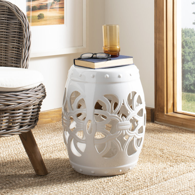 Twedt Ceramic Accent Stool, Antique white