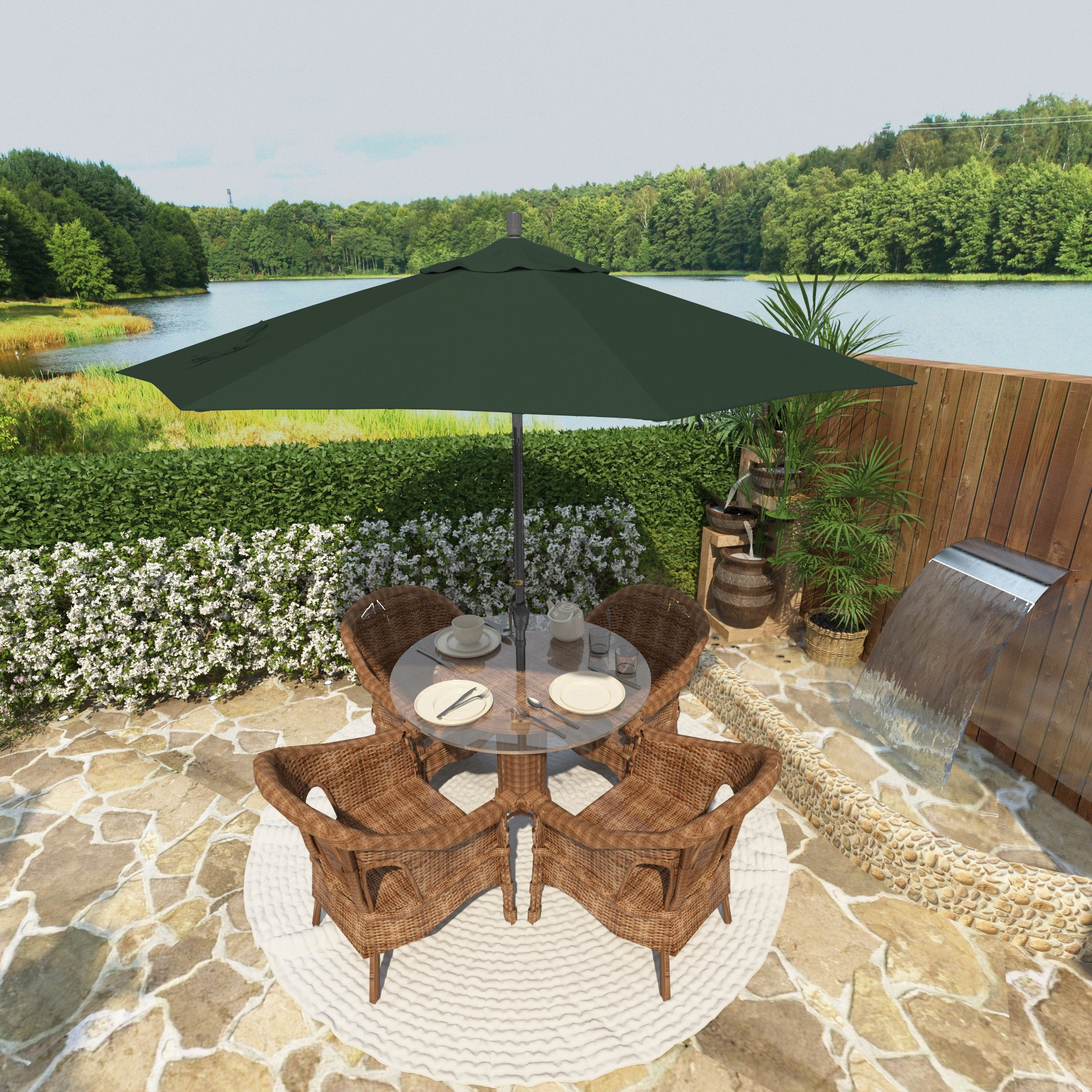 Lexia 90'' Sunbrella® Outdoor Umbrella, Canvas Forest Green Sunbrella® Canvas