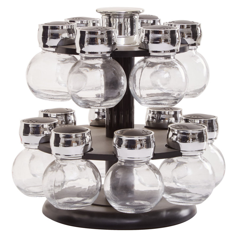 Freestanding Wood Spice Jar & Rack Set