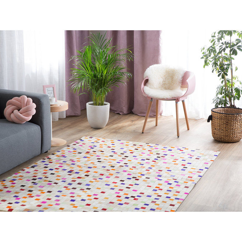 Imani Geometric Cowhide Hand Woven Area Rug, Rectangle 140 x 200cm