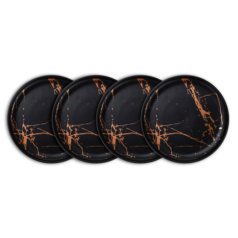 Ensemble de 4 assiettes en porcelaine Stone Lain Zora, Noir