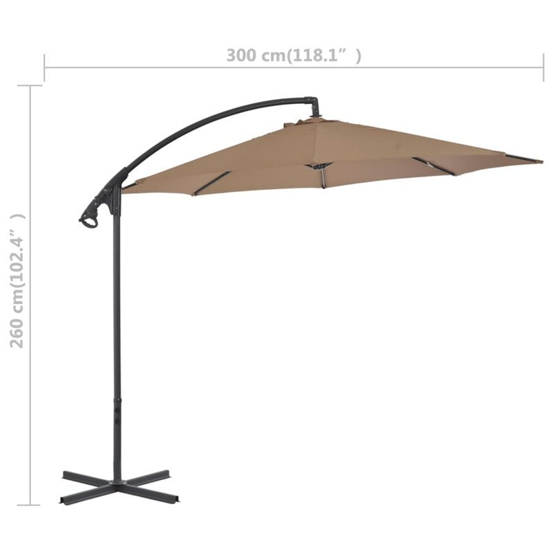 Meilani 300cm Cantilever Parasol, Taupe